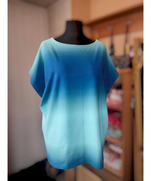 Bluza oversize z rozmytym efektem OMBRE ciemny niebieski /turkus